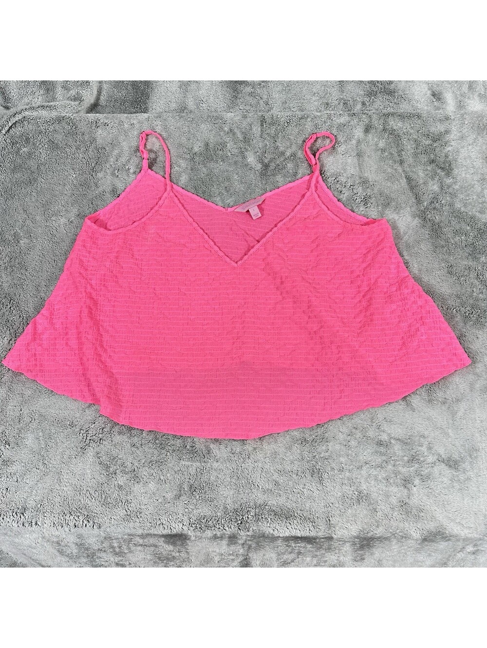 Lilly Pulitzer Women’s L Alleta Pink Textured Crop Top V-Neck Spaghetti Strap